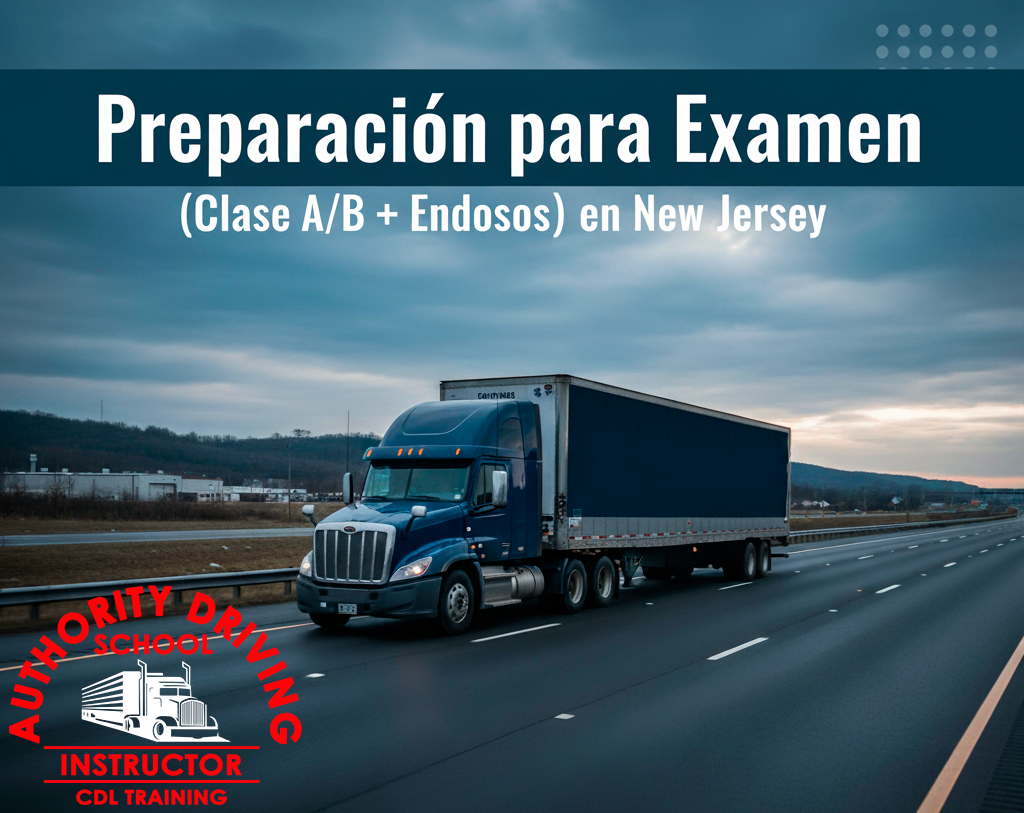 Curso CDL · Preparación para Examen (Clase A/B + Endosos) en New Jersey